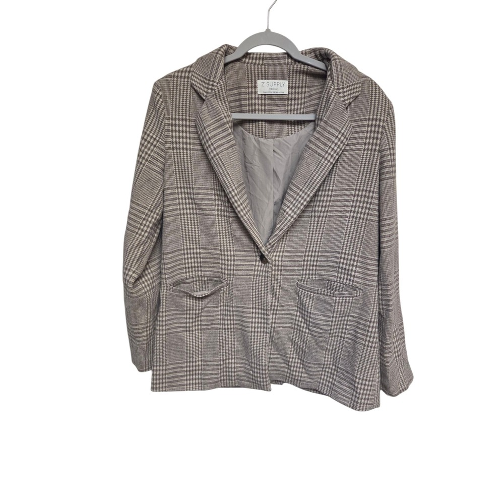 Z Supply NetJets Plaid Blazer Jacket Womens Medium Career Casual